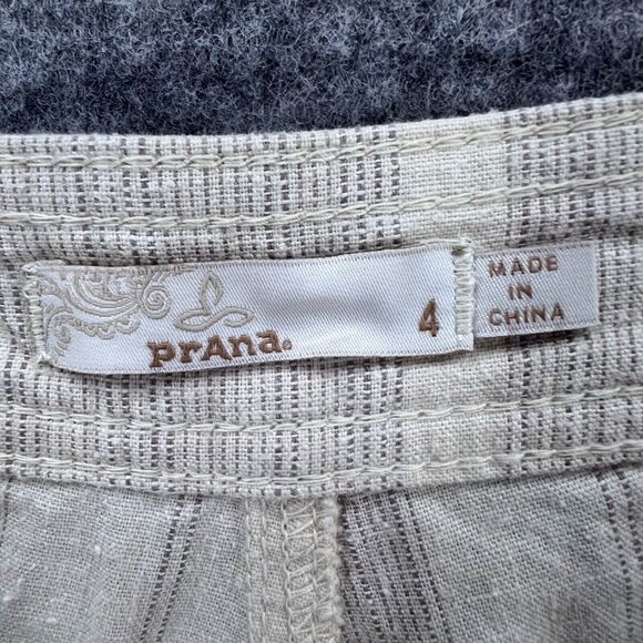 Prana Kickin It Jogger Pants Womens 4 Beige Striped Hemp Organic Cotton Coastal - Picture 12 of 14